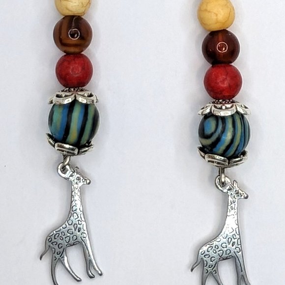 4 Tiered glass and stone Giraffe Earrings - Picture 3 of 3